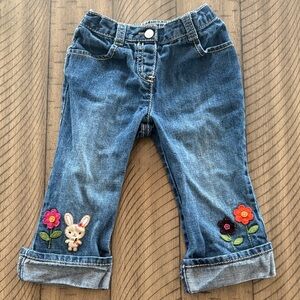 Gymboree Kids' Blue Jeans with Floral and Bunny Embroidery